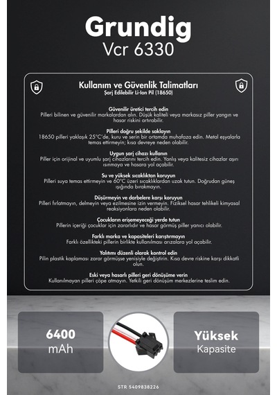 Grundig Uyumlu Vcr 6330 6400mah Robot Süpürge Bataryası G.g