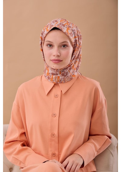 Silk Home Soft Eşarp 73091-36 Turuncu, Kahve, Beyaz, Taş