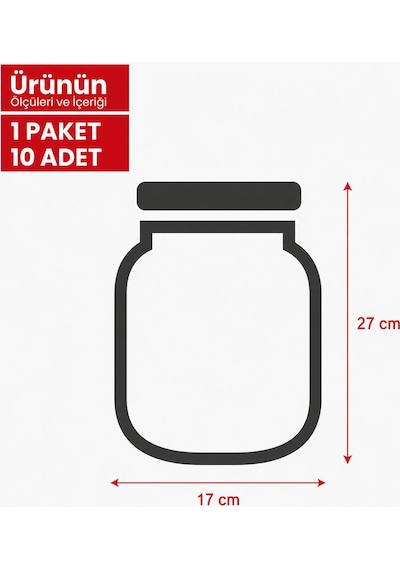 Kalp Desenli Büyük Boy Kavanoz Görünümlü Kilitli Doypack Saklama Poşeti 17x27cm - 1000ml 10 Adet