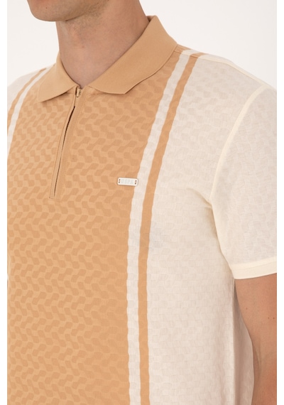 U.S. Polo Assn. Erkek Regular Fit Ekru Polo Yaka Fermuarlı Tişört 50300814-VR019