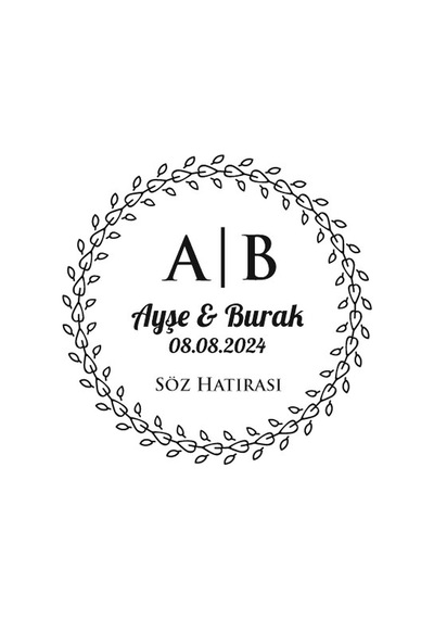 Ortası Desenli Düz Dikdörtgen Mühür Kına Nişan Düğün 3x3 Cm Özel Etiket / 50 Adet Sticker Beyaz