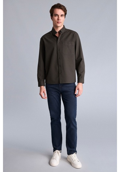 Defacto Relaxed Fit Polo Yaka Kareli Flanel Uzun Kollu Gömlek H5115ax26aukh79 Haki-kh79
