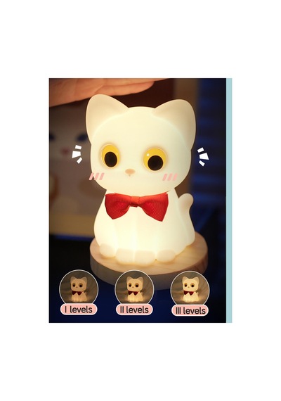 Sevimli Kedi Gece Lambası Beyaz Beyaz