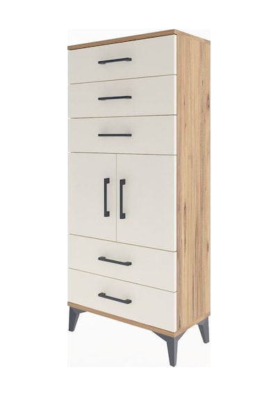 Arges Dolap Tek Raflı 5 Çekmeceli 2 Kapaklı 60x30x134 Çam-aytaşı Atlas Çam