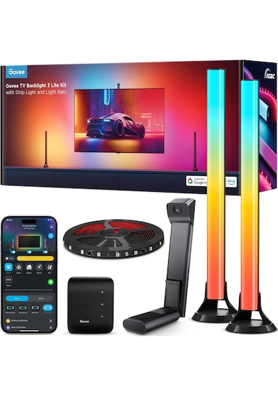 Govee Tv Arkası Led Şerit Aydınlatma + 2'li Aydınlatma Bar + Tv İle Renk Senkronizasyon 55-65 İnç Tüm Tv'ler Uyumludur