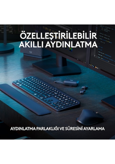 Logitech Mx Keys S Gelişmiş Aydınlatmalı Tam Boyutlu Kablosuz Türkçe Q Klavye - Siyah