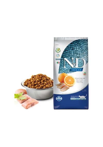 N&D Ocean Tahılsız Ringa Balıklı ve Portakallı Yetişkin Kedi Maması 5 KG