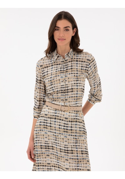 Pierre Cardin Kadın Bej Gömlek Desenli 50301111-vr011 Bej