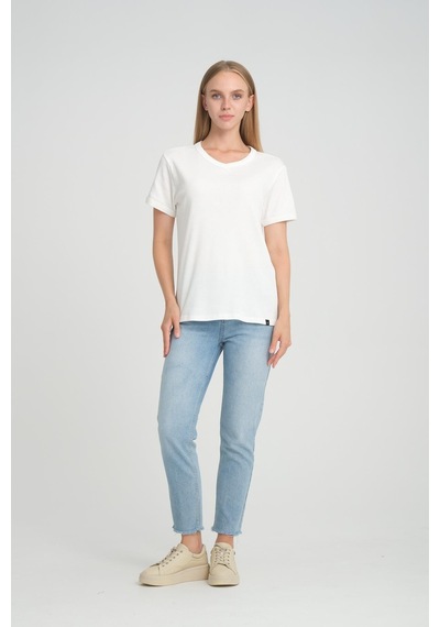 Alexandergardı Fitilli V Yaka Comfort Fit T-shirt E24-74602 001