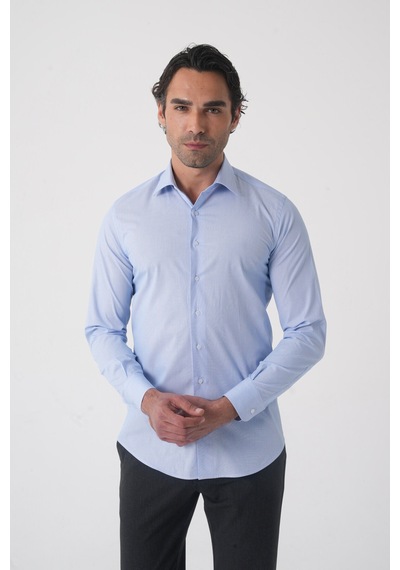 Bisse Modern Fit Pamuk Mavi Erkek Gömlek Gmkls092230024 D35 Mavi