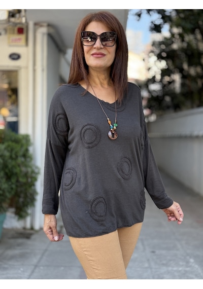 Butik İtalyan Kadın Yün Karışımlı Triko Antrasit