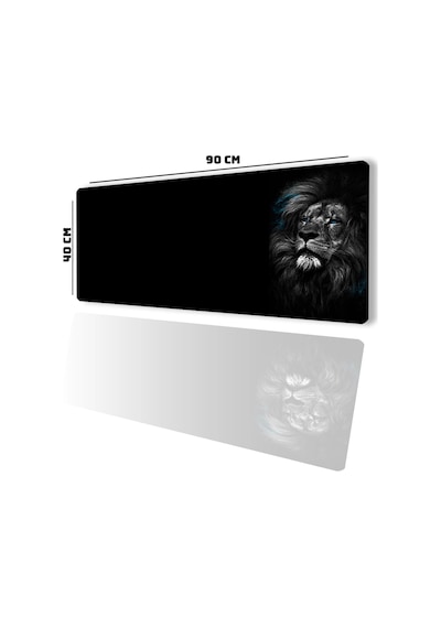 Sonictouch Ultragrand Mavi Gözlü Aslan Dikişsiz Xxl Gaming Oyuncu Masaüstü Siyah Beyaz Klavye Mouse Mousepad