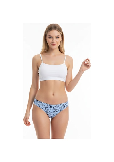 Bonbon Kadın Micro Polyester Desenli Slip Bb2110 Mavi Çiçekli