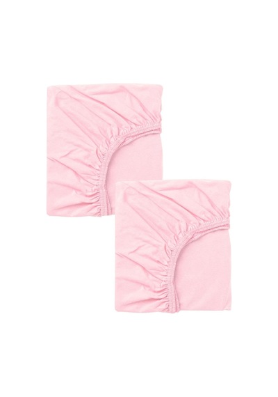 2 Adet 50x90 Cm Anne Yanı Lastikli Penye Kumaş Bebek Çarşafı-pembe