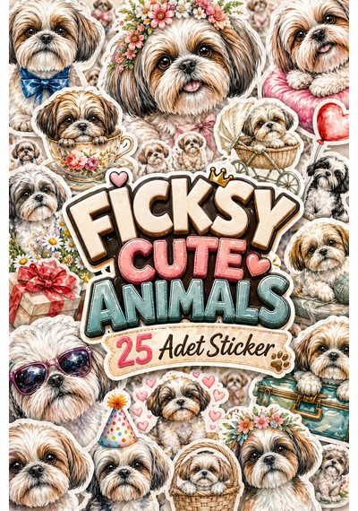 Shih Tzu Köpek Sticker Seti - 25 Adet Etiket Çıkartma Diğer