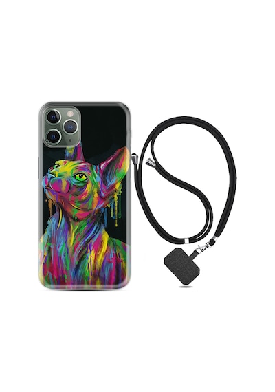 Apple Uyumlu iPhone 12 Pro Max Kılıf Boyun Askılı Color Cat 1754
