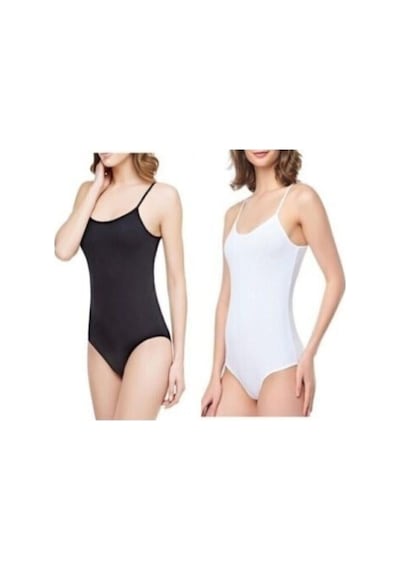 Seher 2'li Paket Ip Askılı Kadın Çıtçıtlı Body SIYAH