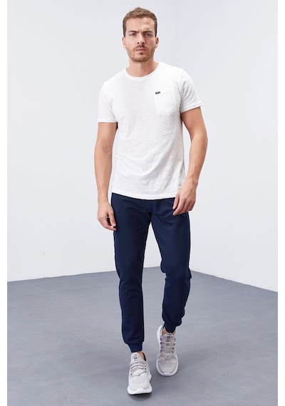 Tommy Life İndigo Fermuar Cepli Dar Kalıp Jogger Erkek Eşofman Alt - 84343 İndigo