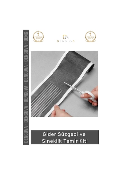 Gidersüzgeci Banyo Mutfak Zemin Drenaj Filtre Saç Gider Süzgeci Sineklik 12 Cm 4 Metre Tamir Kiti