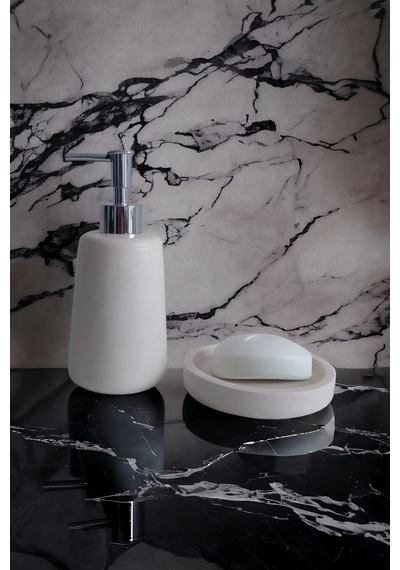 Marble Beyaz Banyo Seti Tuvalet Wc Sıvı Sabunluk Diş Fırçalığı Beton Aksesuar Takım Gri