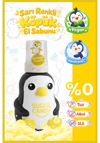 Sugar Candy Muz Kokulu Doğal Vegan Çocuk Köpük El Sabunu Solı 350 Ml Paraben İçermeyen Sarı Köpük