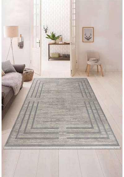 Pyramid Modern Salon Ve Oturma Odası Halısı - Krem Gri Gri