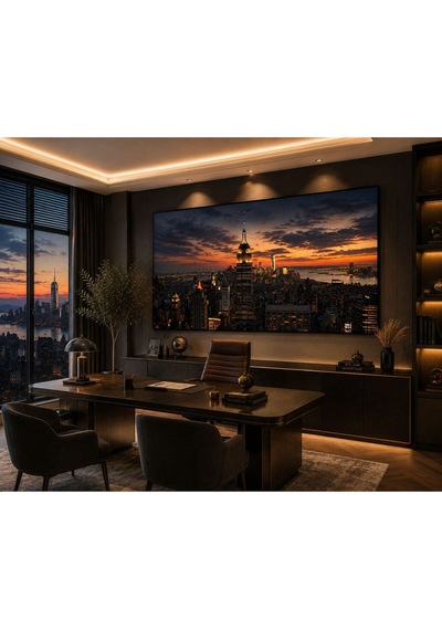 New York Gün Batımı Şehir Manzaralı Kanvas Tablo Premium Modern Duvar Dekoru Ofis, Yönetici Odası, Salon Ve Çalışma Alanları İçin Lüks Dekoratif Tablo