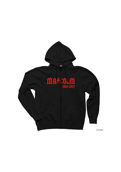 Ac Dc Malcolm 2017 Siyah Fermuarlı Kapşonlu Sweatshirt