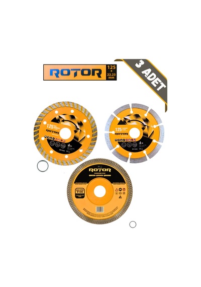 3'lü Disk Seti 125x22,23 Seramik Kesme Set 3 Parça