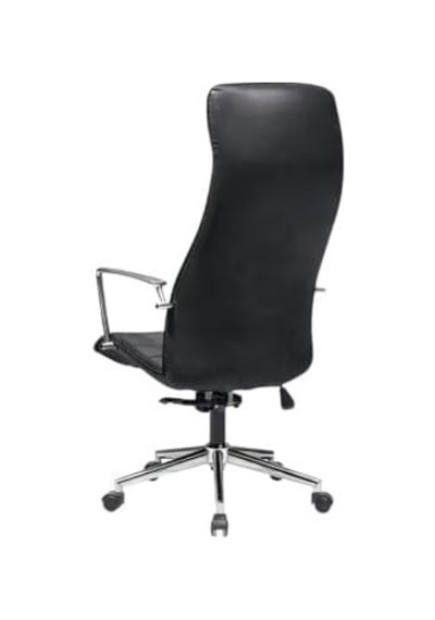 Atom Ofis Relax Siyah Suni Deri Yönetici Makam Koltuğu, Ergonomik, Yüksek Sırt, Bel Desteği, Krom Ayak, 360 Derece Dönebilir, 52x50x122-130 Cm Çok Renkli