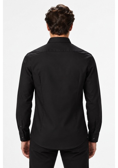 Lacoste Men's Slim Fit Button-down Collar Linen Shirt Erkek Düğmeli Yaka Pamuklu Gömlek Siyah