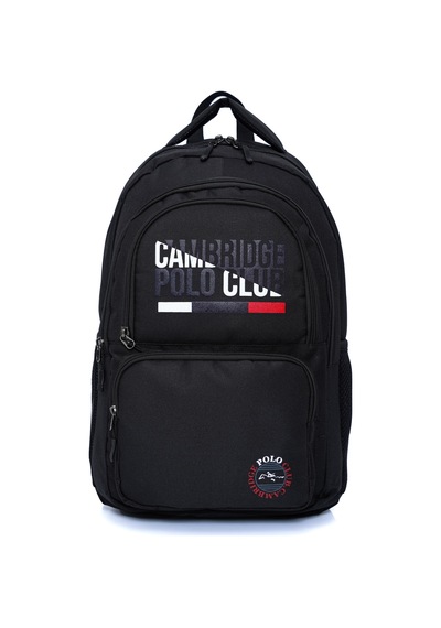 Benittokids Cambridge Polo Club Minimalist Tasarım Unisex Çok Gözlü Sırt Çantası Siyah