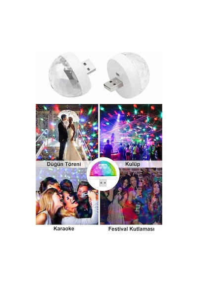 Rgb Usb Mini Disko Topu - Ses Sensörlü Renkli Led Parti Lambası