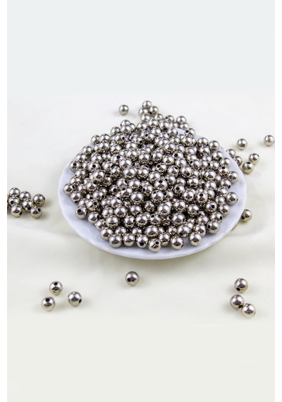 8 Mm Koyu Gümüş Kaplama Ccb Plastik İnci Boncuk Aksesuar Malzemesi 25 Gr