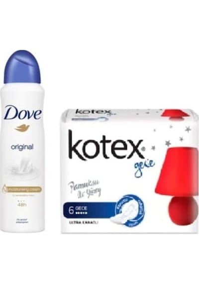 Dove Original Kadın Sprey Deodorant 150 ML + Kotex Ultra Gece Kadın Pedi 6'lı