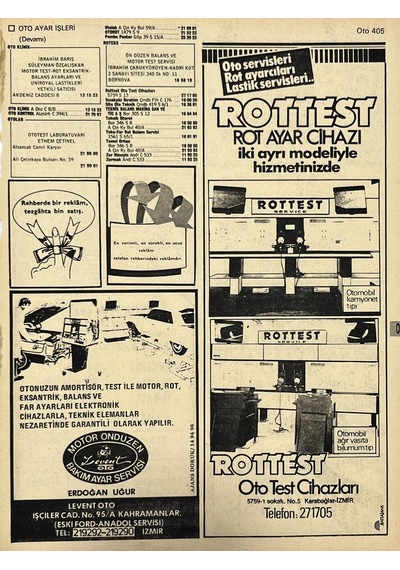 İzmir 1982-1983 Meslek Reklam İlanı Efemera S405  Teşhir Ürün