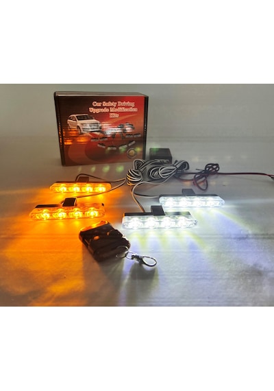 Turuncu Beyaz Panjur Led 4lü Çakarlı Modlu Kumandalı 12v