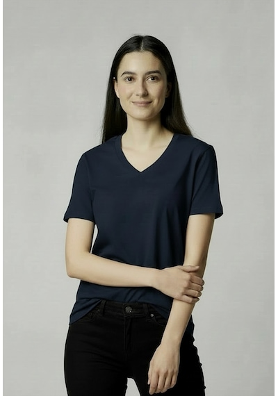Lyvean V Yaka Regular Kısa Kollu Tshirt Lacivert