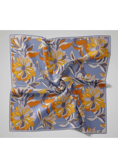 Silk Home Olinda İpek Eşarp 47003-24 Mavi Lila, Turuncu, Vizon, Mor
