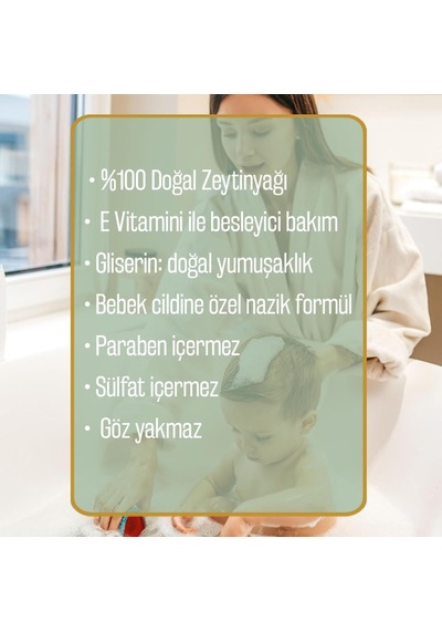 %100 Doğal Organik Zeytinyağlı Bebek Şampuanı - Saç ve Vücut İçin Nemlendirici 400 Ml