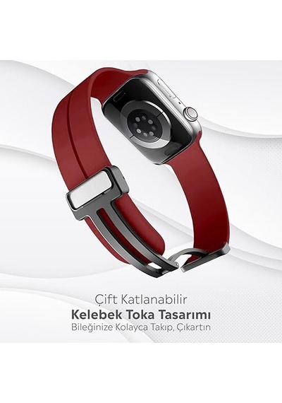 Ayrex Apple Watch Series Se/11/10/9/8/7/6/5/4/3 İle Uyumlu Silikon Kordon Bbl84