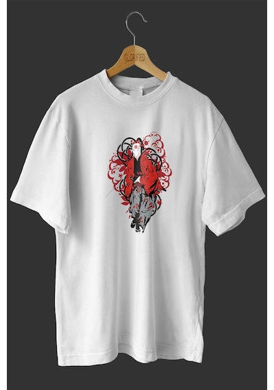 Noıssey -wed Uzakdoğu Tasarım Baskılı Oversize T-shirt Tişört Beyaz