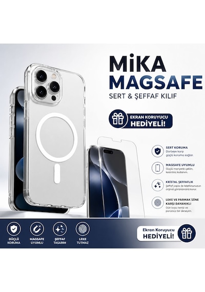 Samsung Galaxy A34 Magsafe Uyumlu Şeffaf Sert Telefon Kılıfı