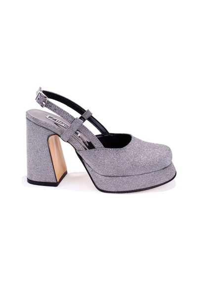 Dagoster Dza07-337560 Platin Simli Platform Topuklu Kadın Ayakkabı Platin