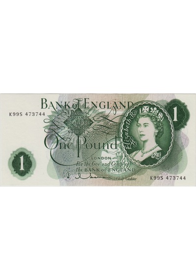 Birleşik Krallık 1 Pound 1962-66 Pick 374c Kraliçe Iı. Elizabeth-ingiltere. Çil.