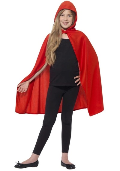 Kırmızı - 44 - Renk Kapşonlu Kumaş Pelerin - Edntrend - 90 Cm Tüm Yaşlar