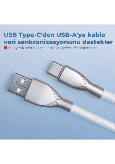 Mekanik Klavyeler İle Uyumlu Coiled Cable- Örgülü Sarmal Type-c Klavye Kablosu