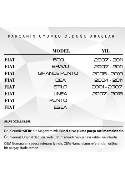 Fiat 500, Linea, Idea, Bravo, Punto İçin Tavan Anten Çubuğu