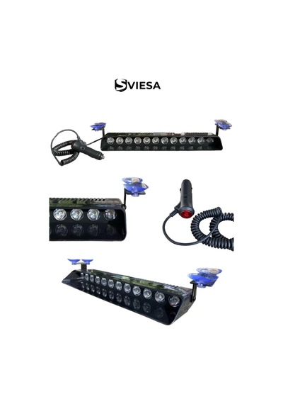 S12 Kırmızı Mavi Beyaz Yanan Cam İçi Led 12 Ledli Vantuzlu Çakmaklık Girişli 12 Volt