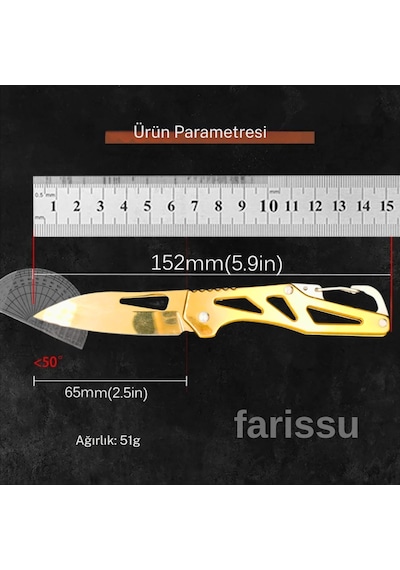 Alaska Altın Renkli Şık Katlanır Çakı - Paslanmaz Çelik, Keskin Ve Çok Amaçlı Taşıma Gold
